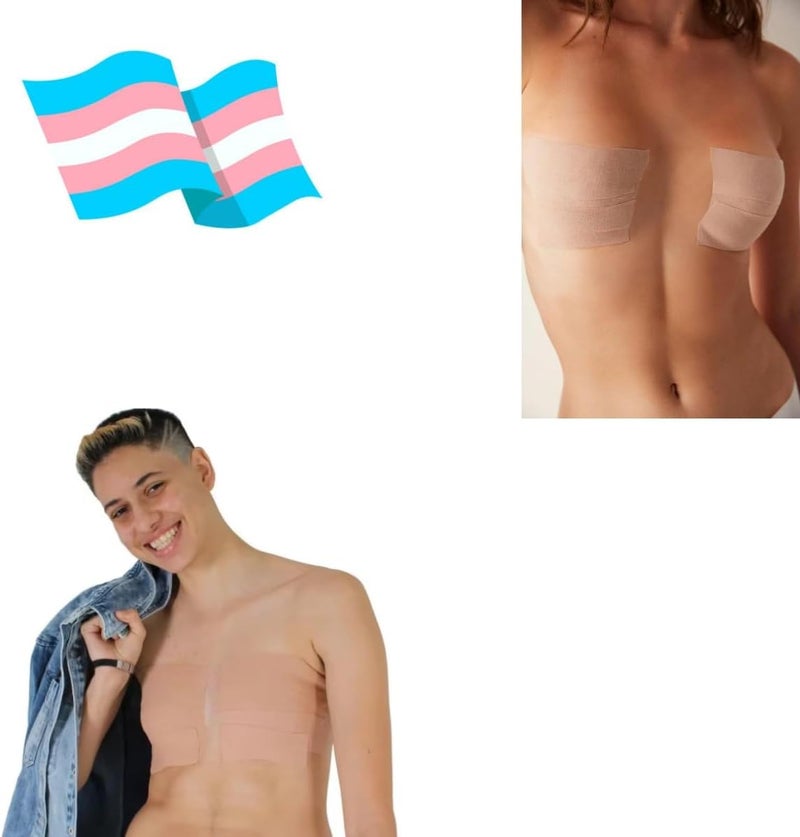 MakEast 2 Rolls Trans Tape for Transitioning Chest Binding Tape Latex Free FTM Chest Binder with Nipple Covers 2 in X 16.5 ft - Image 5